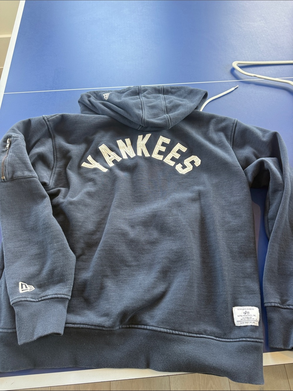 Alpha Industries Navy Crewneck Sweatshirt with White Yankees Lettering